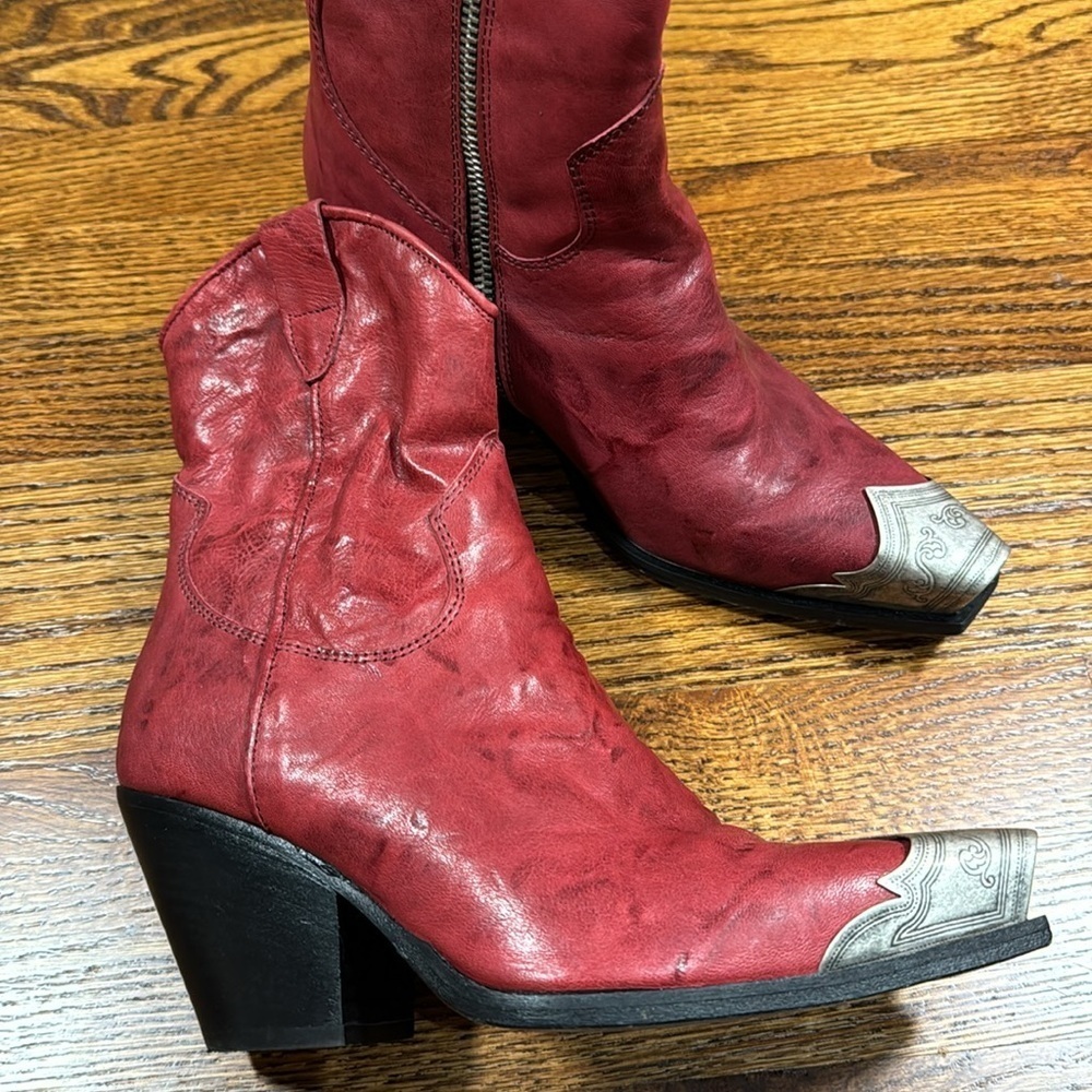 Free People Brayden Italian-crafted leather Western Boots Size 36 / 6 Brandywine - Picture 5 of 8